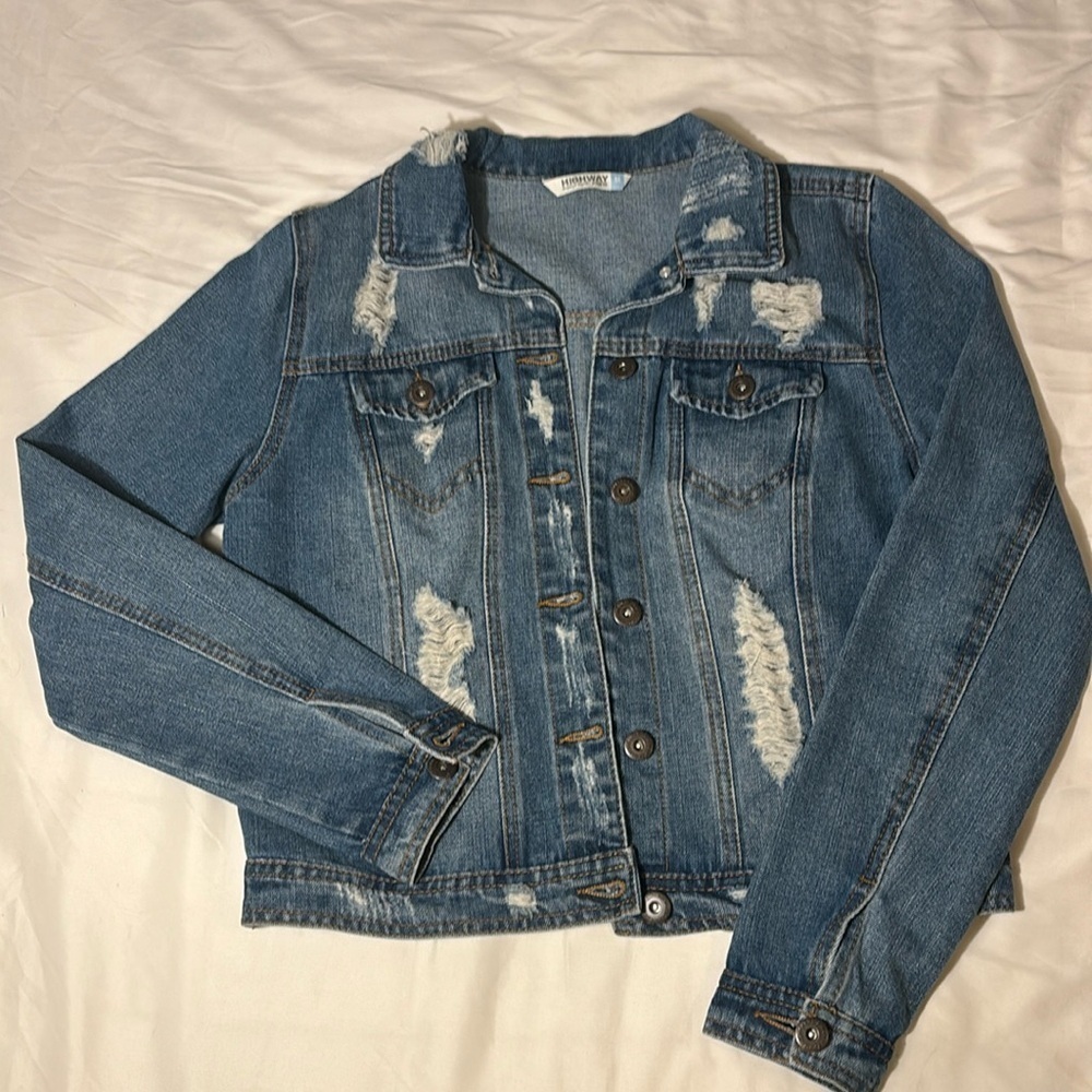 Highway Jeans Distressed Blue Denim Jean Jacket